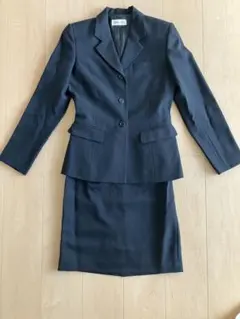 ブラックストライプレディースリクルートスカートスーツ上下セット7号