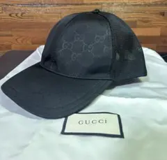 GUCCI GGスプリーム キャップ ブラック GGロゴ メッシュキャップ ユニ