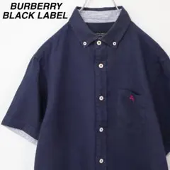 【リネン100％】バーバリーブラックレーベル BDシャツ 刺繍ロゴ サイズ２ 青
