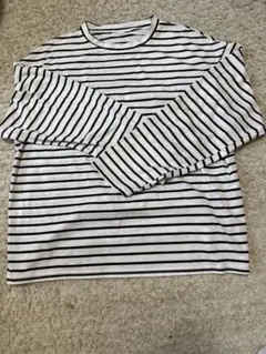 ストライプ 長袖Tシャツ 白/黒
