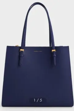 CHARLES & KEITH 】テクスチャード ラップトップバッグ PC 紺 - メルカリ