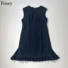 FOXEY バックリボン ノースリーブ ワンピース ネイビー 42 - メルカリ