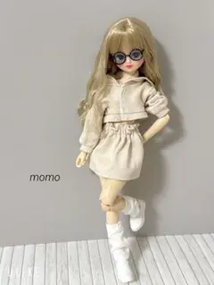 22cmドール服 パーカー×ミニスカート♡スウェット風セットアップ♡2点セット