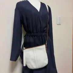 【美品】COACH コーチ レザー ショルダーバッグ ポシェット オフホワイト