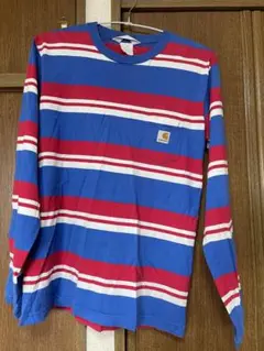 Carhartt 青赤ストライプ長袖シャツ