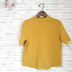 美品【ZARA】ザラ　S　半袖　ニット　マスタード　サマーニット