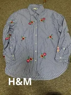 H＆M 刺繍のストライプシャツ