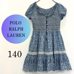 【上品】ラルフローレン 花柄ワンピース 140 刺繍 ティアード 綿100％