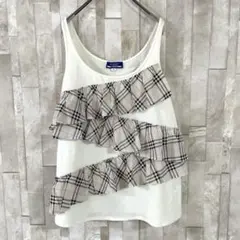 古着 バーバリーロンドンブルーレーベル タンクトップ ノバチェック フリル