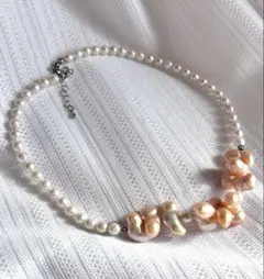 天然淡水真珠 ネックレス テリ強 バロックパール ハンドメイド 値下げ