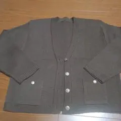 お値下 レトロ カーディガン 金ボタン 日本製 ポケット、肩パッド有り