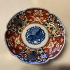 古伊万里様式 金彩 花鳥図 輪花皿 小皿 豆皿 和食器　アンティーク1枚