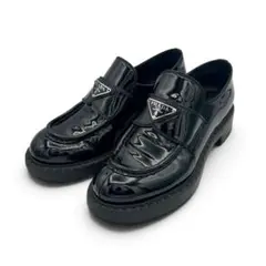 プラダ PRADA ローファー 三角ロゴ チョコレート エナメル 38 - メルカリ