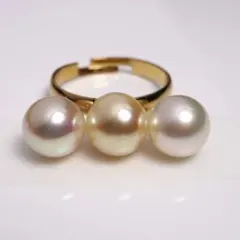K18金パールリング 18金ゴールドビーズワイヤー指輪 Au750 本真珠 