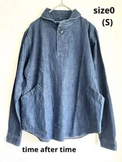 美品【time after time】1つボタンシャツデニムブルー0サイズ(S)