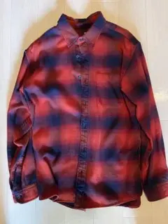 【定番・着回し抜群】ユニクロ チェックシャツ レッド×ブラック Lサイズ