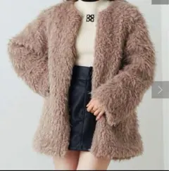 Chico 袖取り外しノーカラーファーコート