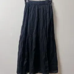 JEANASIS ジーナシス Dカンベルト付 ティアード スカート ブラック F