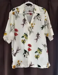 gu ジーユー nowartt コラボ ボタニカル 花柄 オープンカラーシャツ