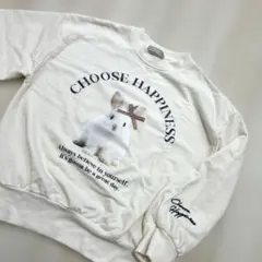 裏毛トレーナー　うさぎリボン英字スウェット