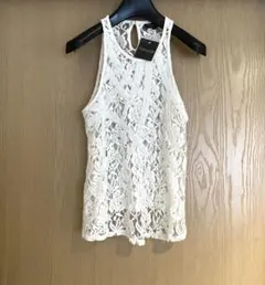 新品 TOPSHOP ビーズ 付 レース ホルターネック タンクトップ ホワイトのサムネイル