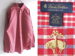 00s Brooks Brothers ロゴ刺繍 チェックBDシャツ M
