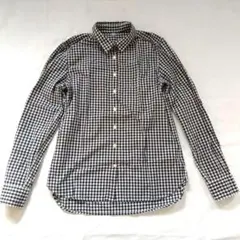 無印良品 白黒ギンガムチェックブラウス シャツ Sサイズ