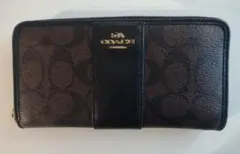 美品】COACH ラウンドジップ シグネチャー PVC ブラウン 長財布 - メルカリ