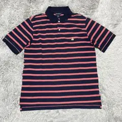 美品 ブルックスブラザーズ ポロシャツ 半袖 ボーダー 刺繍 ネイビー M