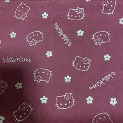 激レアサンリオハローキティ　1990年代　生地　はぎれ　ワインレッド　平成レトロ
