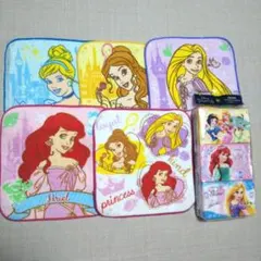 ディズニープリンセス タオルハンカチ5枚セット＋プリントミニティッシュ 6パック