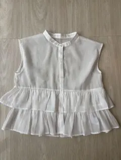 4/9発送まで【未使用】VIS シアーフリルブラウス ホワイト　フリー