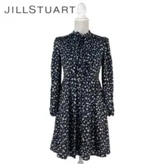 05T660☆ JILL STUART 花柄 ボウタイリボン シャツワンピース