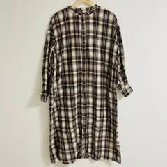 crisp チェックロングワンピース シャツワンピース、チェックワンピース