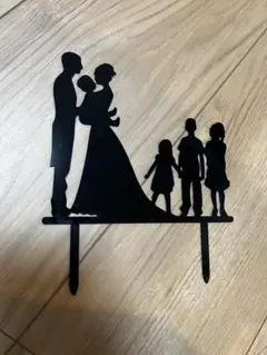 家族シルエット ケーキトッパー シルエット ウェディングケーキ 6人家族