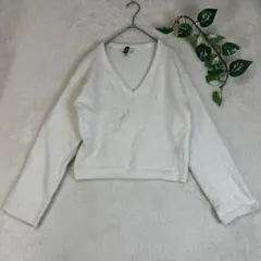 エイチアンドエム H&M Vネックニット アイボリー ウール混 XSサイズ
