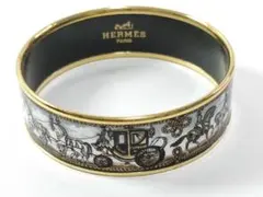 【美品】エルメス　HERMES エマイユ　バングル　七宝焼き　シルバー HERMES/エルメス】エマイユ 七宝焼き バングル シルバー×ピンク