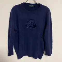 POLO RALPH LAUREN ネイビー 刺繍ロゴ ニットセーター XL