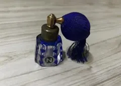 昭和レトロ★Nロゴ入り ブルーガラス 香水瓶 アトマイザーのサムネイル