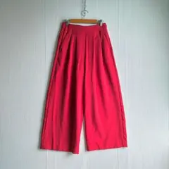 美品　H&M レディースワイドパンツ　レッド　左右ポケットあり　36