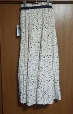 FLASH BLUE ドット柄 プリーツロングスカート