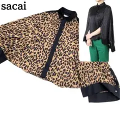 sacai ブラウス 異素材 ドッキング ミリタリー ティアード ボタニカル 