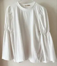 長袖ロングTシャツ アイボリー 白 ホワイト デザイン