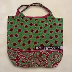 インド綿アジアン花柄エコバッグ美品