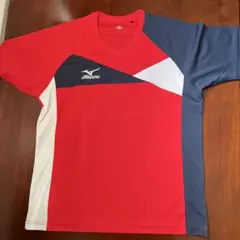 Mizuno 卓球ウェア Vネック 半袖 赤/青