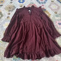 新品タグ付 GAP ボルドー 刺繍レース チュニックワンピース ゆったり