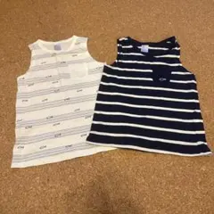 H&M ストライプ ノースリーブ タンクトップ 2枚セット 90