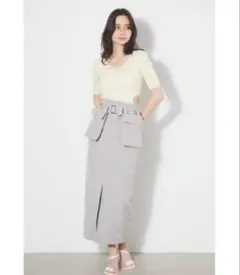rienda 2WAYサイドオープンVネックニットトップス　イエロー