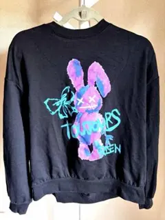 【美品】WEGO ウィゴー カラフルウサギデザイン スウェット S 黒 男女可