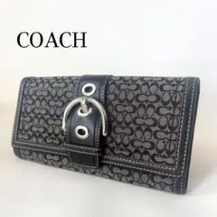 【美品】COACH コーチ 長財布 シグネチャー キャンバス ブラック